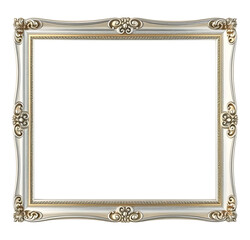 Silver frame with patterns isolated on transparent background