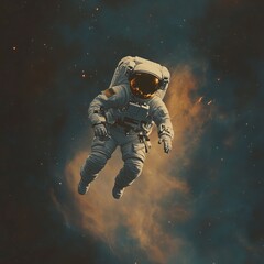 Wall Mural - Astronaut floating in space against a starry sky.