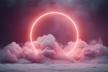 Wall Mural - A pink cloud with a glowing red circle in the middle