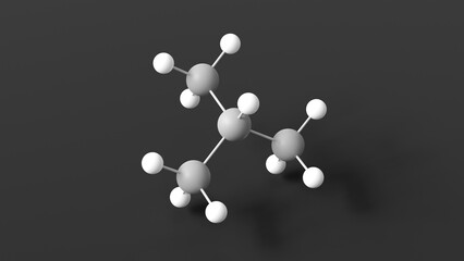 Sticker - isobutane molecule 3d, molecular structure, ball and stick model, structural chemical formula gas