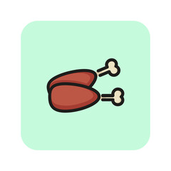 Sticker - Chicken legs line icon. Poultry, lunch, dinner. Food concept. Can be used for topics like cooking, eating, meat production