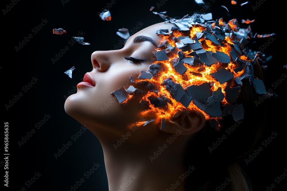 Brain reflecting on the past as memories flood back, connecting ...