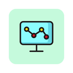 Sticker - Marketing analysis line icon. Computer screen, dynamic, graphic. Online market concept. Vector illustration can be used for topics like ecommerce, marketing, internet