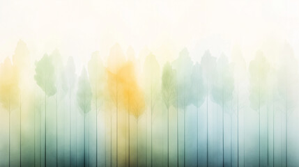 Wall Mural - A painting of a forest with trees of different colors