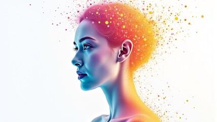 Wall Mural - a woman with a colorful hairdo and a colorful background