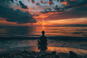 Serene Sunset Beach Meditation - Tranquil Evening by the Sea