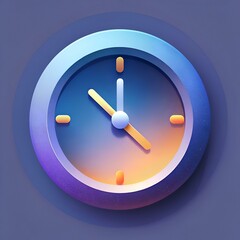 A vibrant. 3D clock icon with a gradient color scheme.