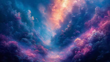 Wall Mural - A colorful sky with a purple and orange cloud