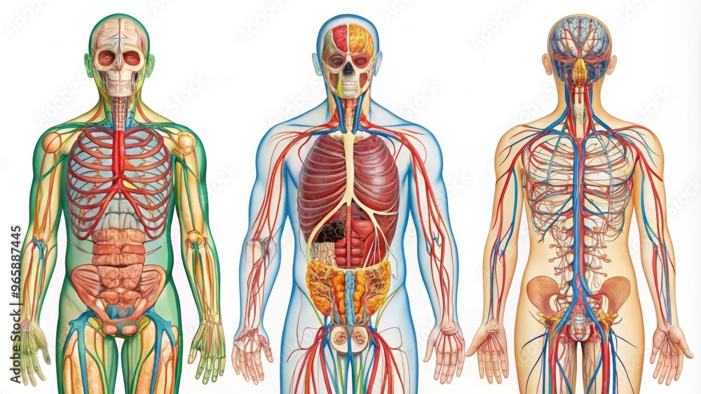 Detailed Detailed Diagram Illustrations of Human Anatomy Systems Stock ...