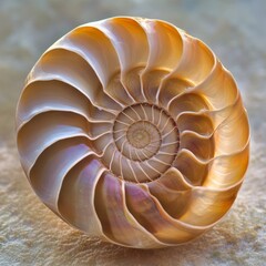 Canvas Print - Close-up of a nautilus shell with intricate spiral pattern.