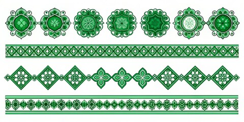 Wall Mural - Emerald green border icons