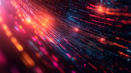 A colorful, abstract image of a computer screen with a lot of lines and dots