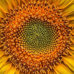 Poster - Close-up of a sunflower's center, showcasing its intricate details and vibrant colors.