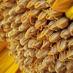 Sticker - Close-up of a sunflower's pollen-covered petals.