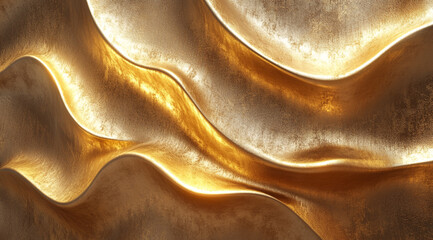 Wall Mural - A golden abstract background with flowing organic shapes, creating an elegant and luxurious feel. 