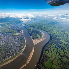 river; aerial view, AI generated