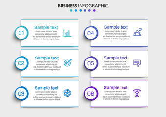 Wall Mural - business vector infographic design template with icons and 6 options or steps. can be used for proce