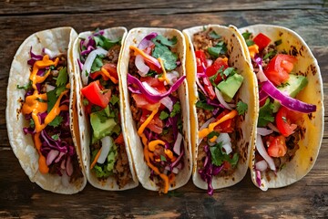 Canvas Print - Delicious Tacos with Fresh Toppings