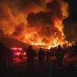 © Kristian - Emergency Responders Guiding Community Through Wildfire Evacuation with Firefighters in Action