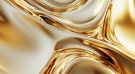 Poster - A golden abstract background with flowing organic shapes, creating an elegant and luxurious feel. 