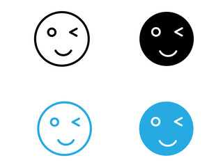 Sticker - Winking eye icon black and white vector outline sign