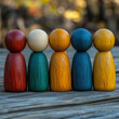 © CtrlN - A group of wooden figurines are lined up on a wooden table