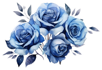 Poster - PNG Illustration of blue roses art graphics blossom.