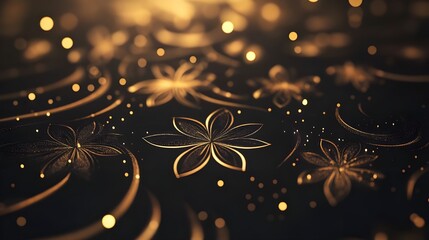 Glowing gold flowers with dark dotted light pattern image