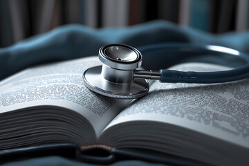 Stethoscope on open book