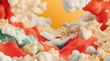 Wall Mural - Vibrant Surreal Landscape Merging Colors and Textures in a Dreamlike Environment of Wonder