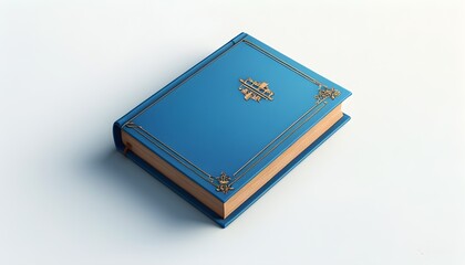 Minimalist illustration of a closed blue book against a white background, symbolizing education, literature, and reading material in a clean design concept.