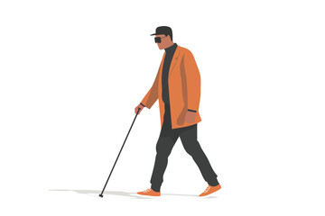 blind person with stick isolated