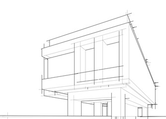 Poster - Architectural sketch of a building 3d illustration