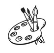 © Sonya illustration - Vector line art illustration of paint palette