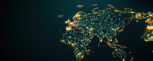 Wall Mural - expanding global network visualized with growing connections across countries, in a sleek digital ae