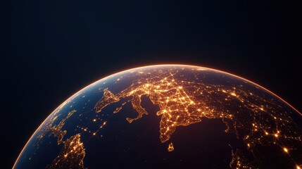 Wall Mural - glowing lines connecting different parts of the world, symbolizing global communication and network 
