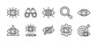 © Vilogsign - Business vision thin line icon vector set. Containing search, look, eye view, searching, telescope, blind, find setting, target, watching, eyesight, visibility, see, observe, spy, investigate