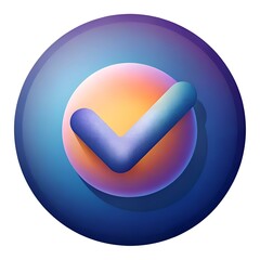 A vibrant. 3D checkmark icon. rendered in a stylized. glossy finish.