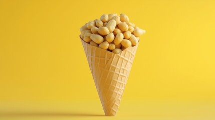 Wall Mural - Peanuts closeup healthy protein for snack or flour organic ingredient on cone wrapped container