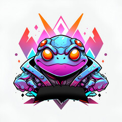 Wall Mural - Cyberpunk Frog Illustration