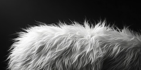 Close-up of fluffy white fur against a dark background.