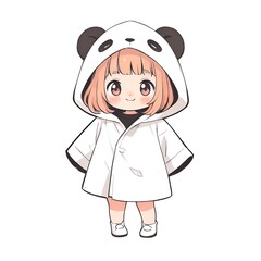 Canvas Print - Adorable Anime Girl in Panda Hoodie