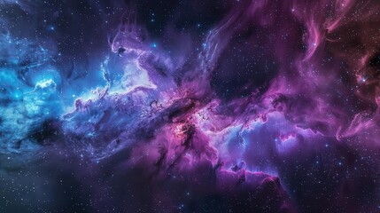 Wall Mural - mesmerizing cosmic nebula swirls with vibrant hues of purple blue and pink aigenerated image capture