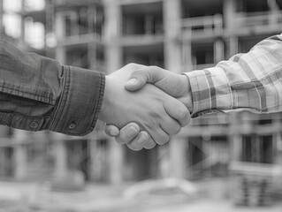 Professional Handshake in Construction Site