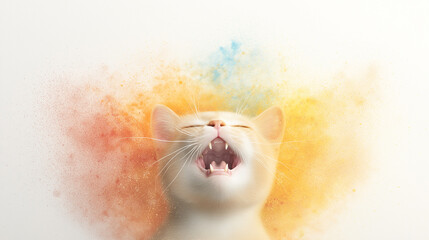 Wall Mural - A cat is shown with its mouth open, making a loud noise