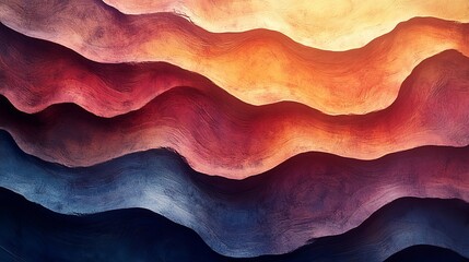 Canvas Print - A painting of a wave with a blue and orange background