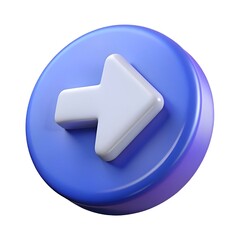 3D rendered blue button with a white right arrow. perfect for user interfaces. websites. and mobile apps.