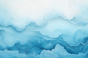 Wall Mural - The image is a blue and white abstract painting of ocean waves