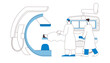 © dot_studio - Coronary Angiography Procedure. Medical Equipment. Doctor and Nurse Perform Cardiac Catheterization on Patient in Laboratory. Black and White Modern Flat Vector Illustration.