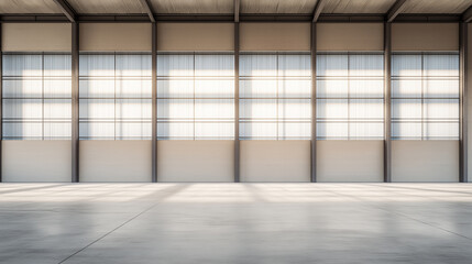 Wall Mural - A large, empty warehouse with a lot of windows